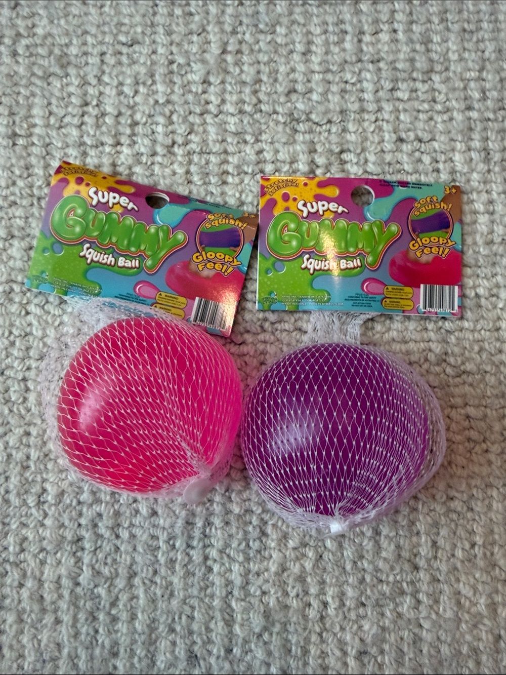 Super Gummy Squish Ball - Pink and Purple Stress Balls (2-Pack)
